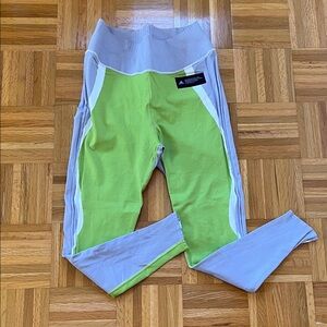 ADIDAS Primeknit Lavender & Lime Green Fine Knit Tights Leggings